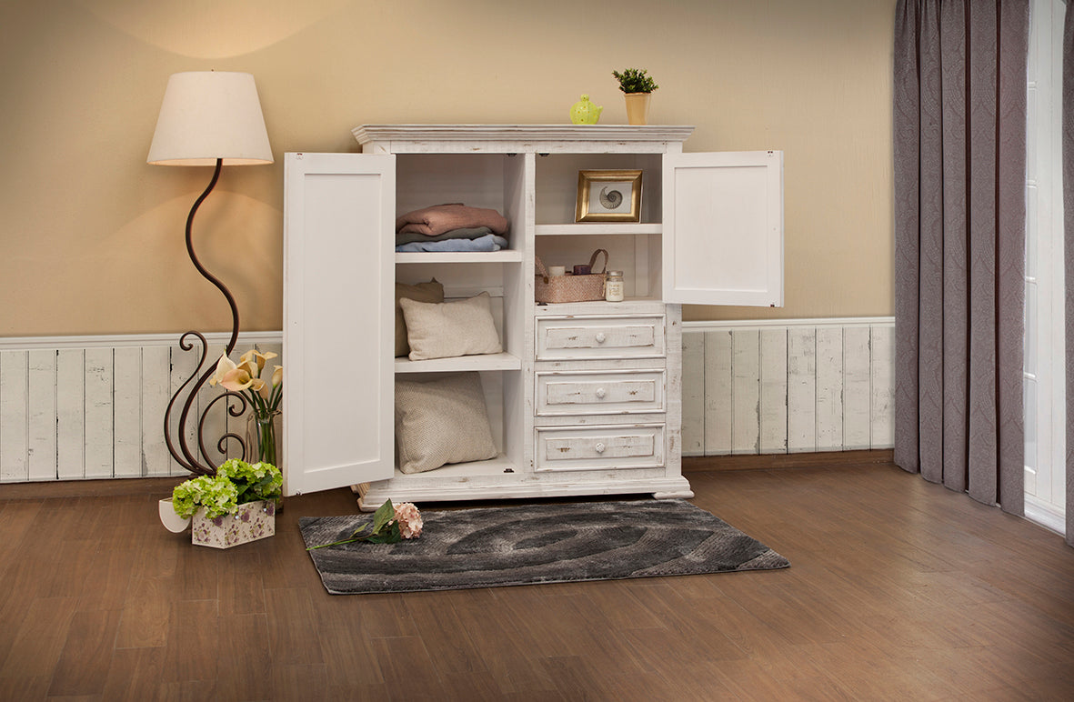 Terra White Gentleman Chest, 3 Drawer 2 Door Gentleman's Chest
