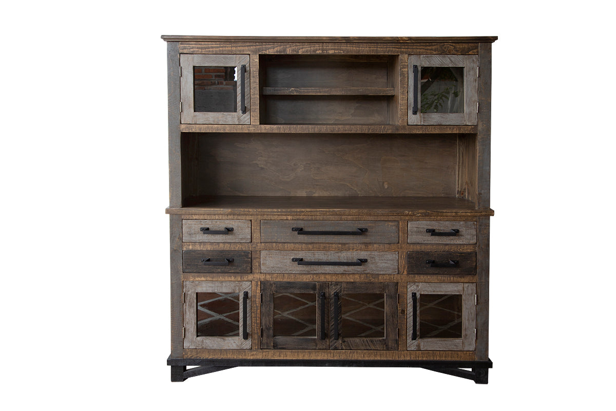 Loft Brown Hutch, Multicolor, 6 Drawer, 6 Doors Buffet &
