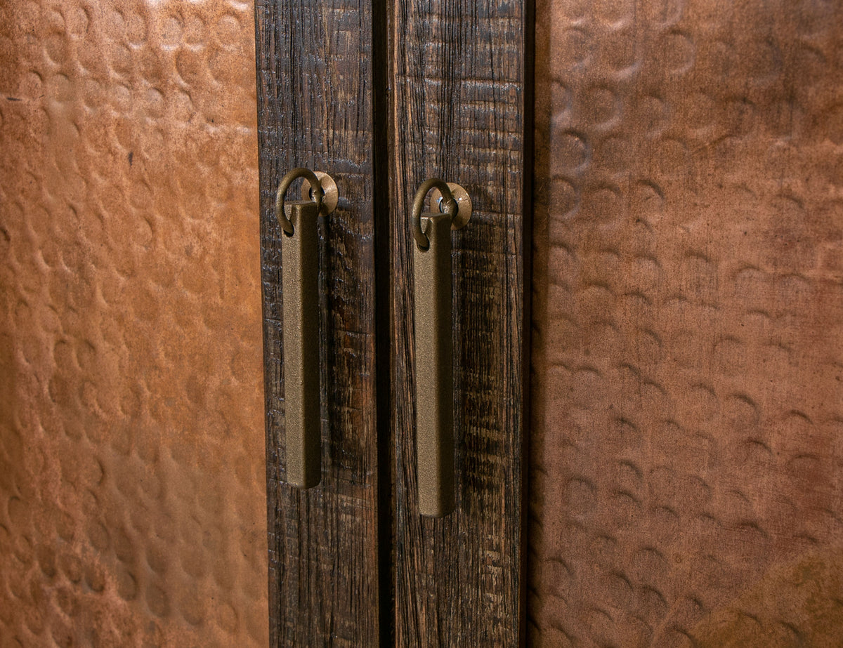 Blackburn Console, Brown, 4 Copper-Paneled Door