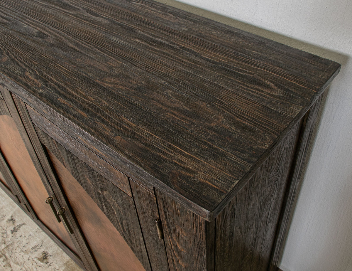 Blackburn Console, Brown, 4 Copper-Paneled Door