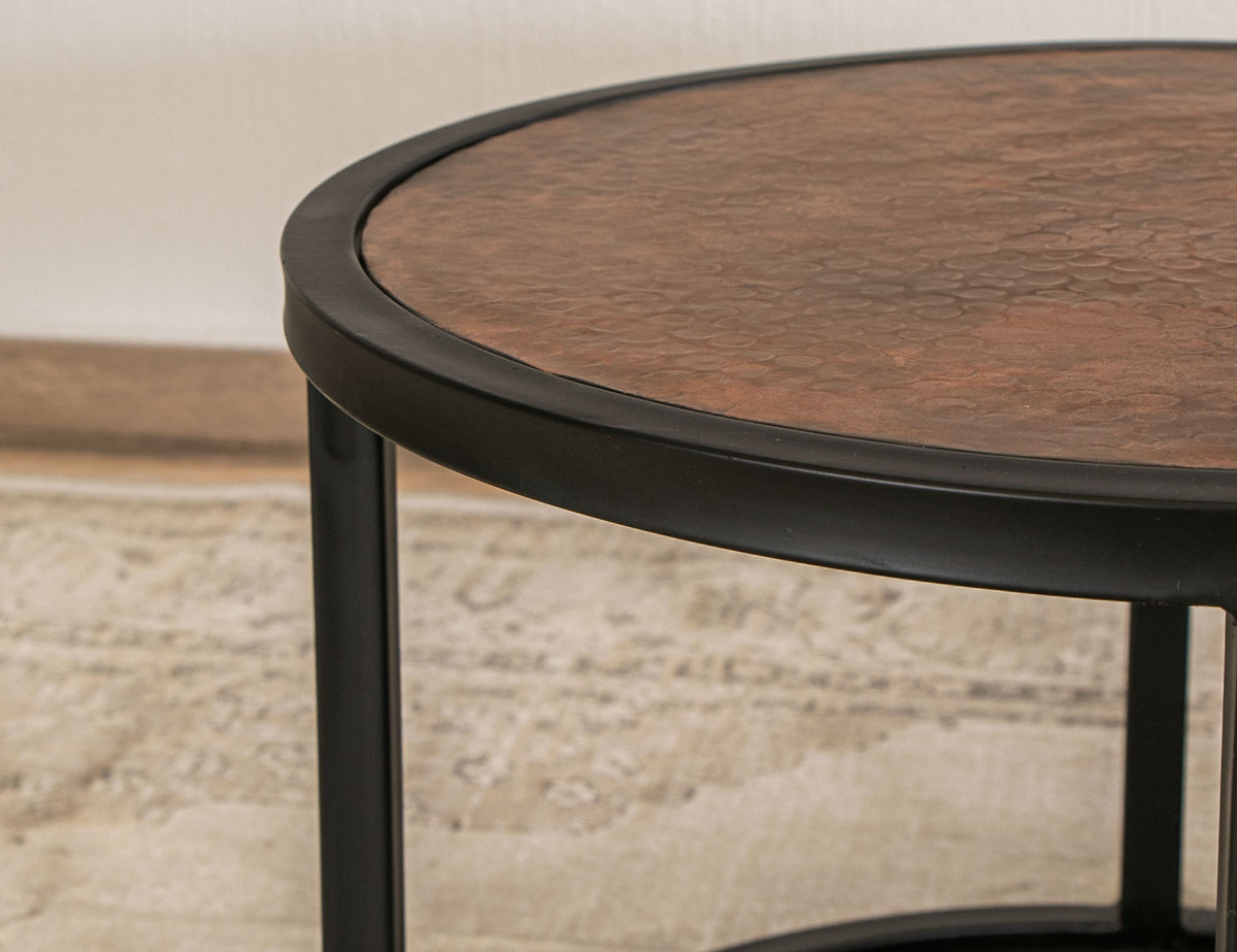 Blackburn Cocktail Table, Black, Copper Top & Iron Base