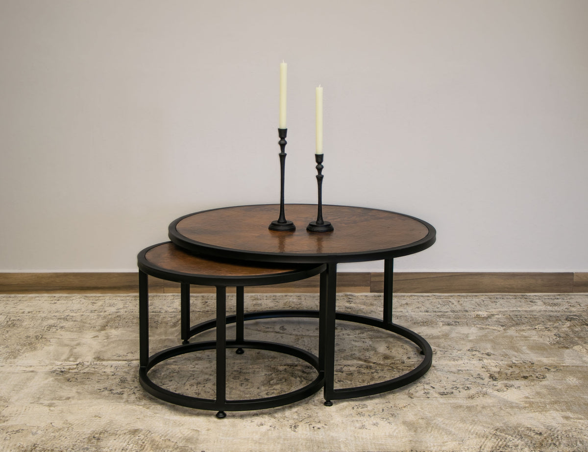 Blackburn Cocktail Table, Black, Copper Top & Iron Base