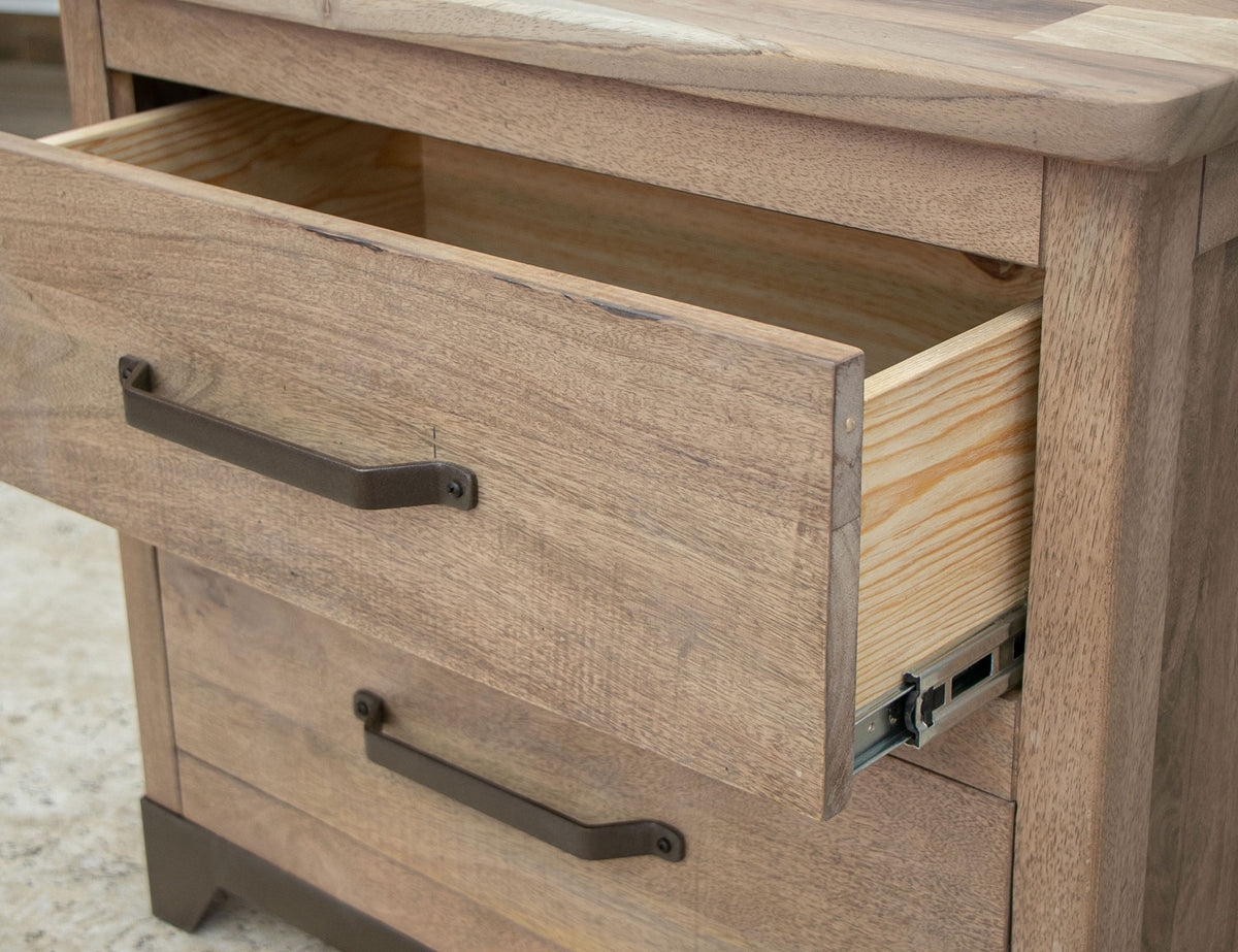 Natural Parota Nightstand, Brown, 2 Drawer