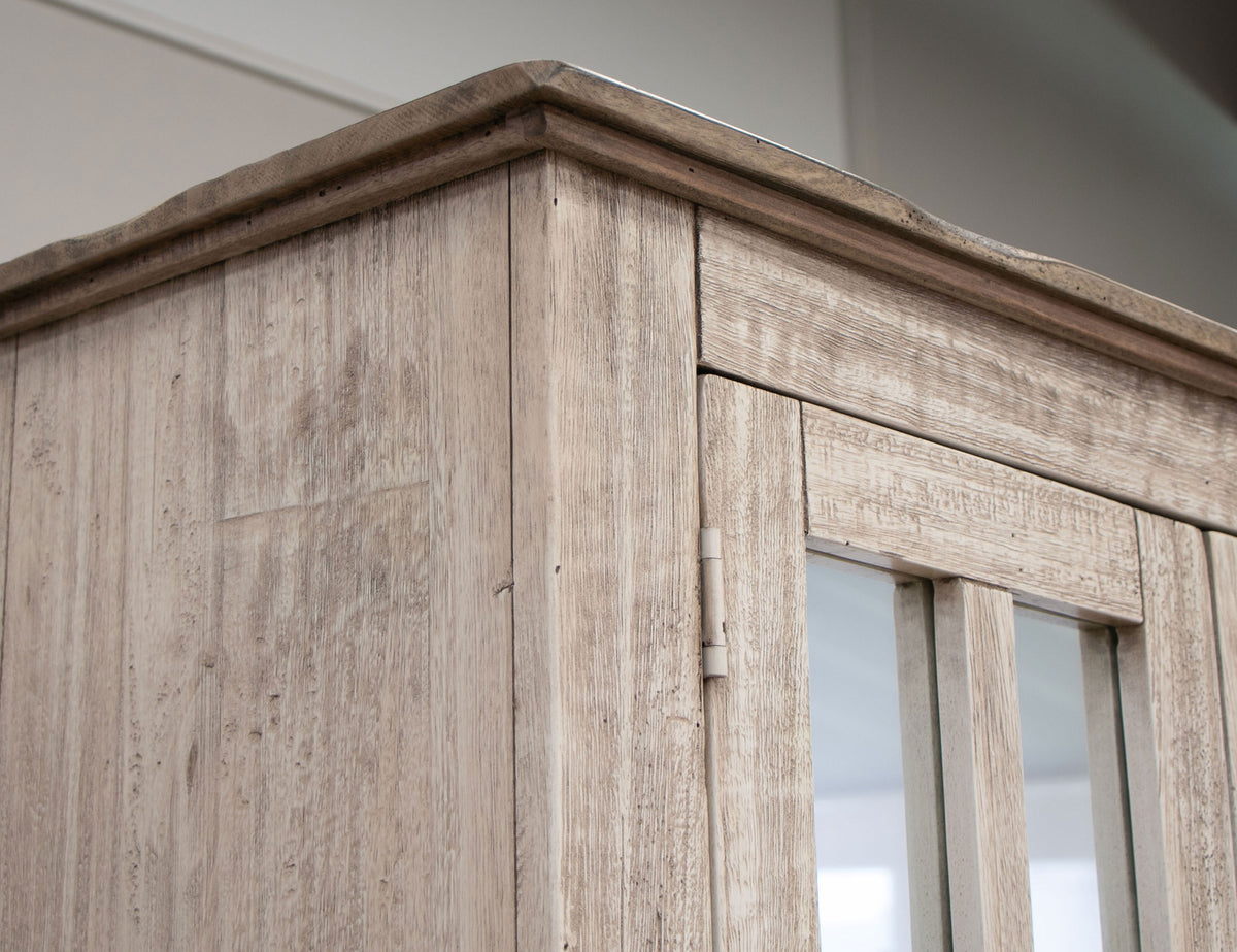 Sahara Cabinet, White/Brown, 1 Drawer 2 Glass Doors