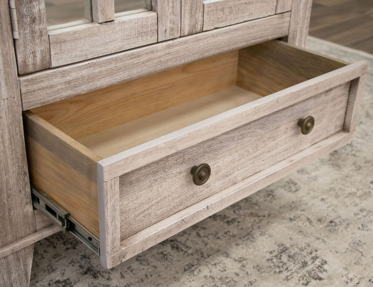 Sahara Cabinet, White/Brown, 1 Drawer 2 Glass Doors