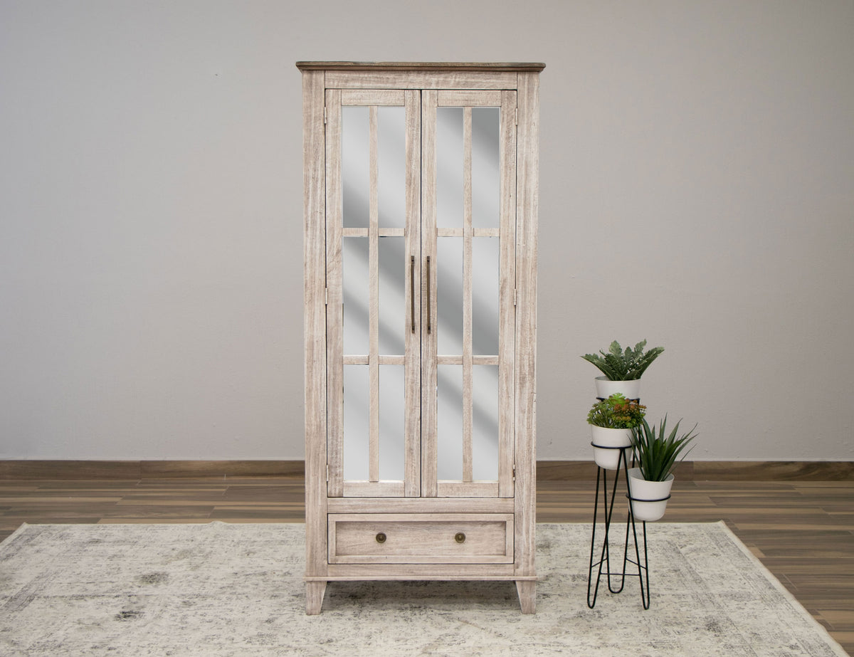 Sahara Cabinet, White/Brown, 1 Drawer 2 Glass Doors