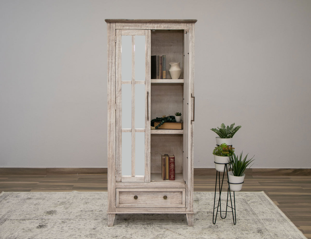 Sahara Cabinet, White/Brown, 1 Drawer 2 Glass Doors