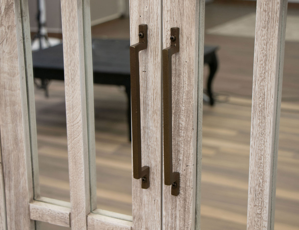 Sahara Cabinet, White/Brown, 1 Drawer 2 Glass Doors