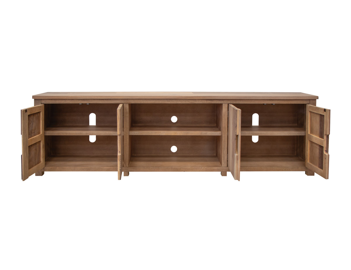 Natural Parota TV Stand, Brown, 4 Door 93"