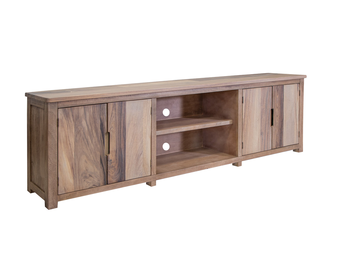 Natural Parota TV Stand, Brown, 4 Door 93"