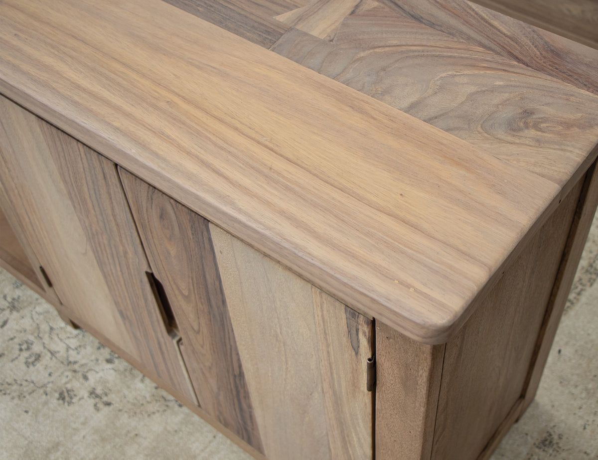 Natural Parota TV Stand, Brown, 4 Door 93"