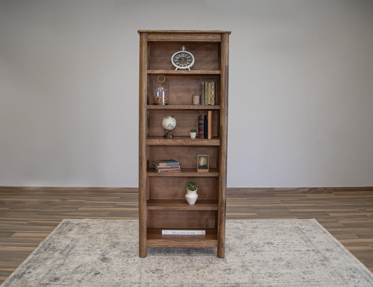 Olimpia Bookcase, Brown, 6 Wooden Shelves