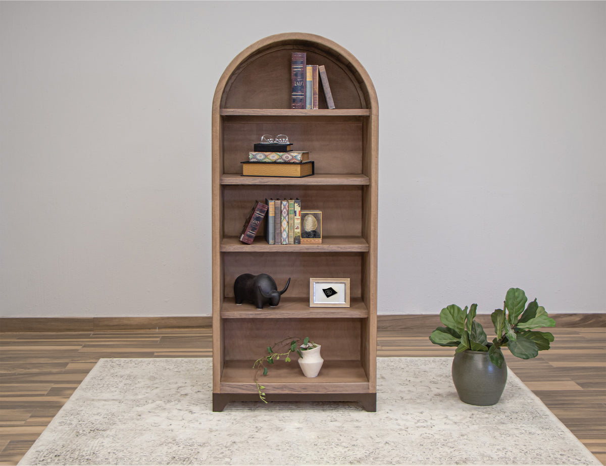 Natural Parota Bookcase, Brown, 5 Shelves