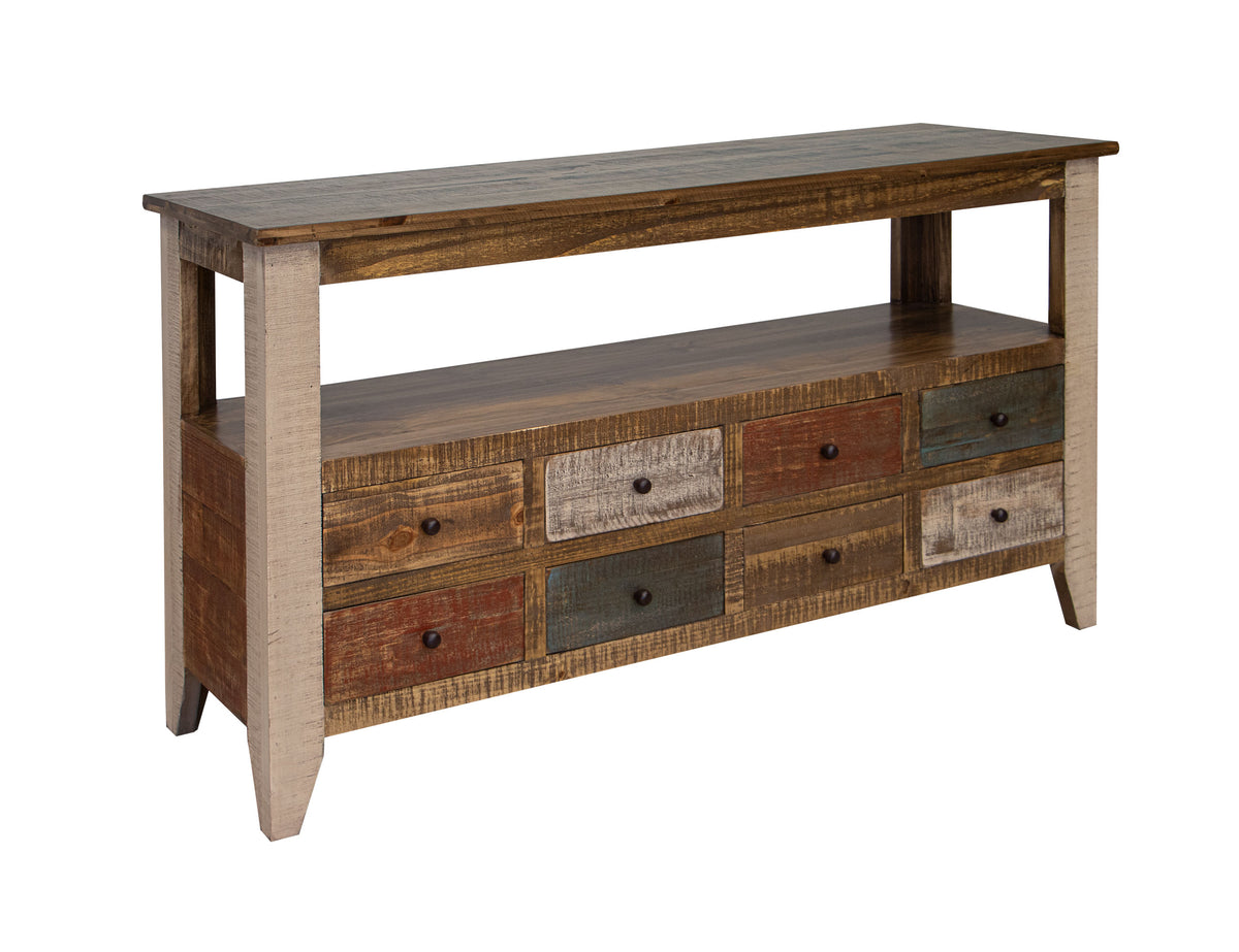 Antique MC MD Sofa Table, 8 Drawer