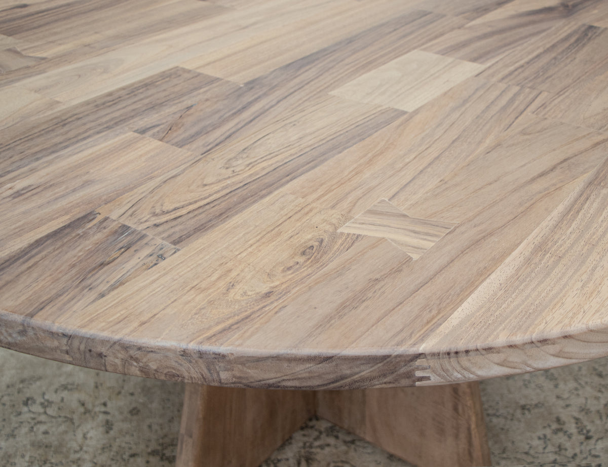 Natural Parota Round Table, Brown, top