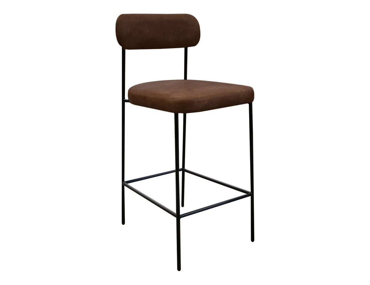 Seating Upholstered Barstool, Brown/Black, Wooden Frame & Metal Base, Barstool 30" - IUP801-BST30-212