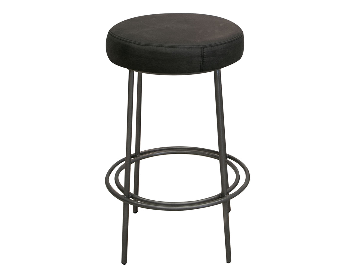 Frida Upholstered Chair, Brown/Gray, Wooden Frame & Metal Base, 30" Stool