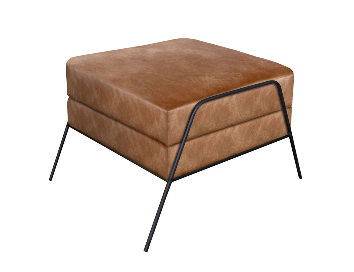 Tyne Ottoman, Orange/Black, Wooden Frame & Metal Base, Footstool