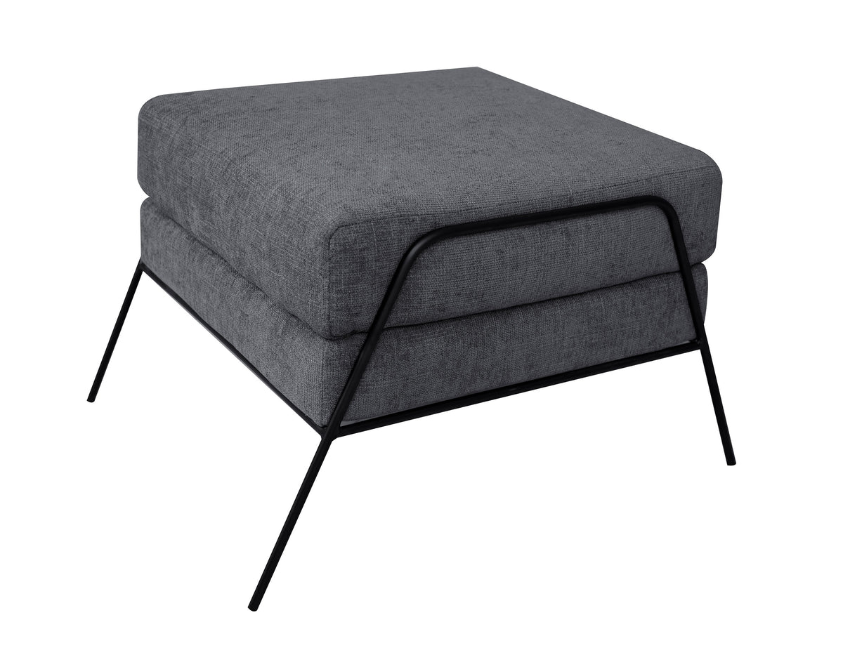 Tyne Ottoman, Gray/Black, Wooden Frame & Metal Base, Footstool - IUP331-OTT-121