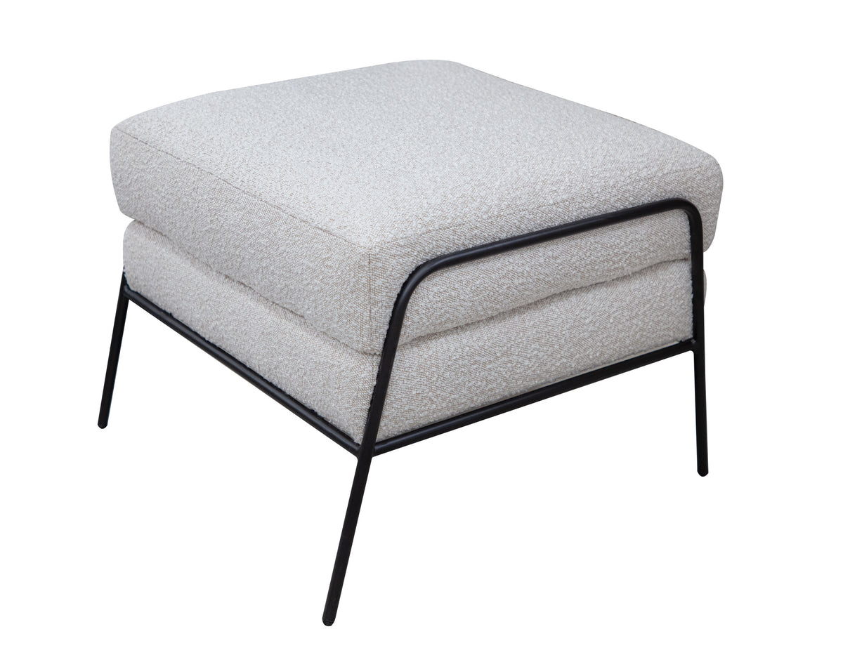 Tyne Ottoman, Beige/Black, Wooden Frame & Metal Base, Footstool - IUP331-OTT-101