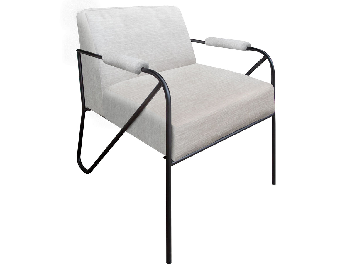 Lotus Armchair, Beige/Black, Wooden Frame & Metal Base - IUP132-ACH-131