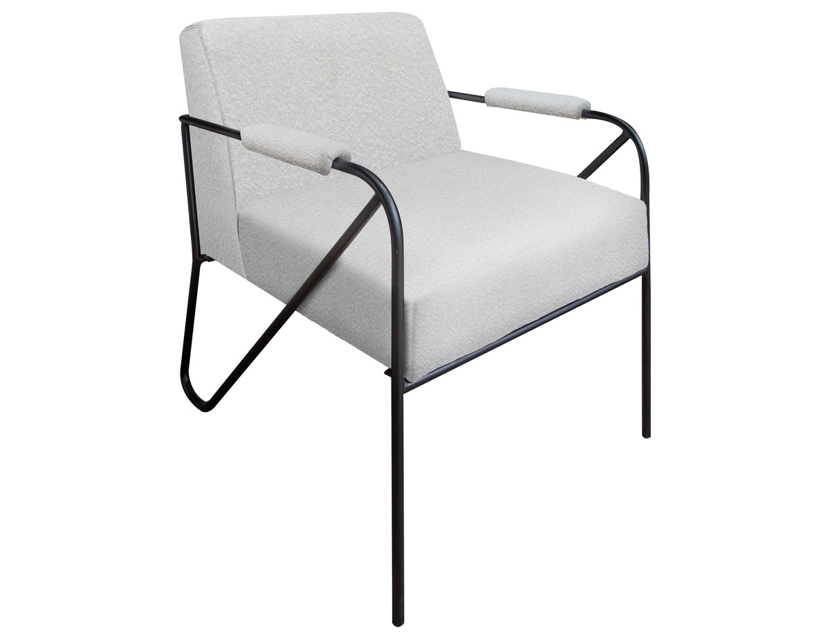 Lotus Armchair, Beige/Black, Wooden Frame & Metal Base - IUP132-ACH-101