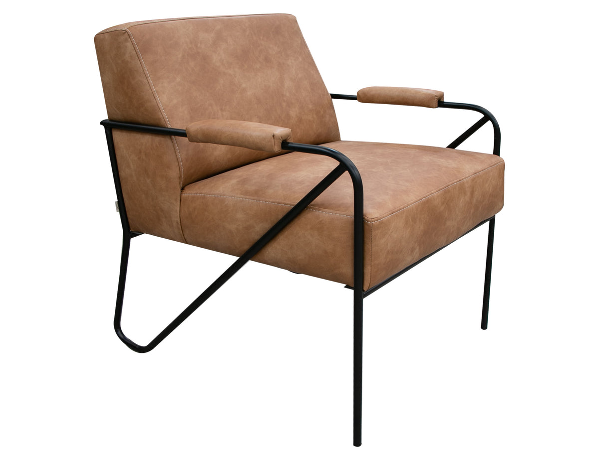 Lotus Armchair, Orange/Black, Wooden Frame & Metal Base