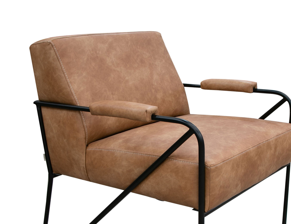 Lotus Armchair, Orange/Black, Wooden Frame & Metal Base