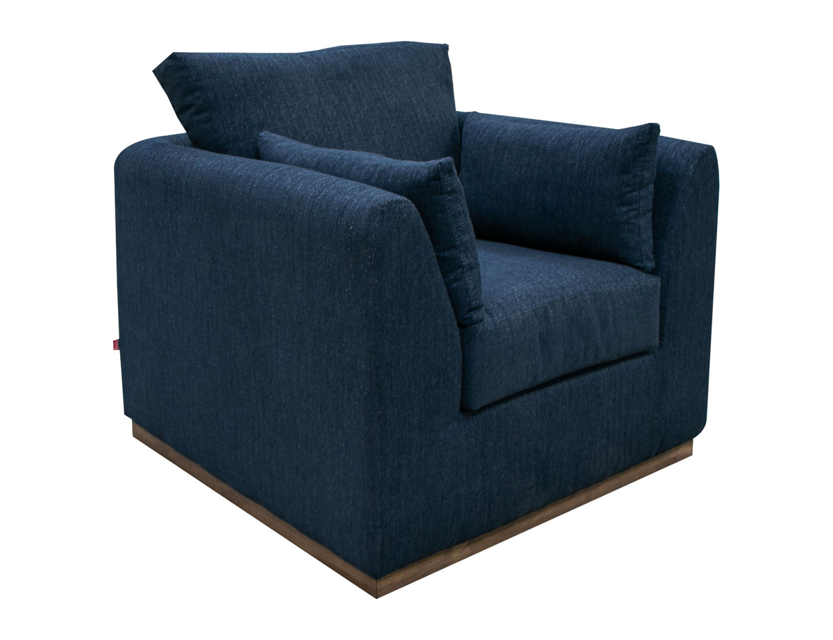Vallarta Armchair, Blue, Wooden Frame & Base