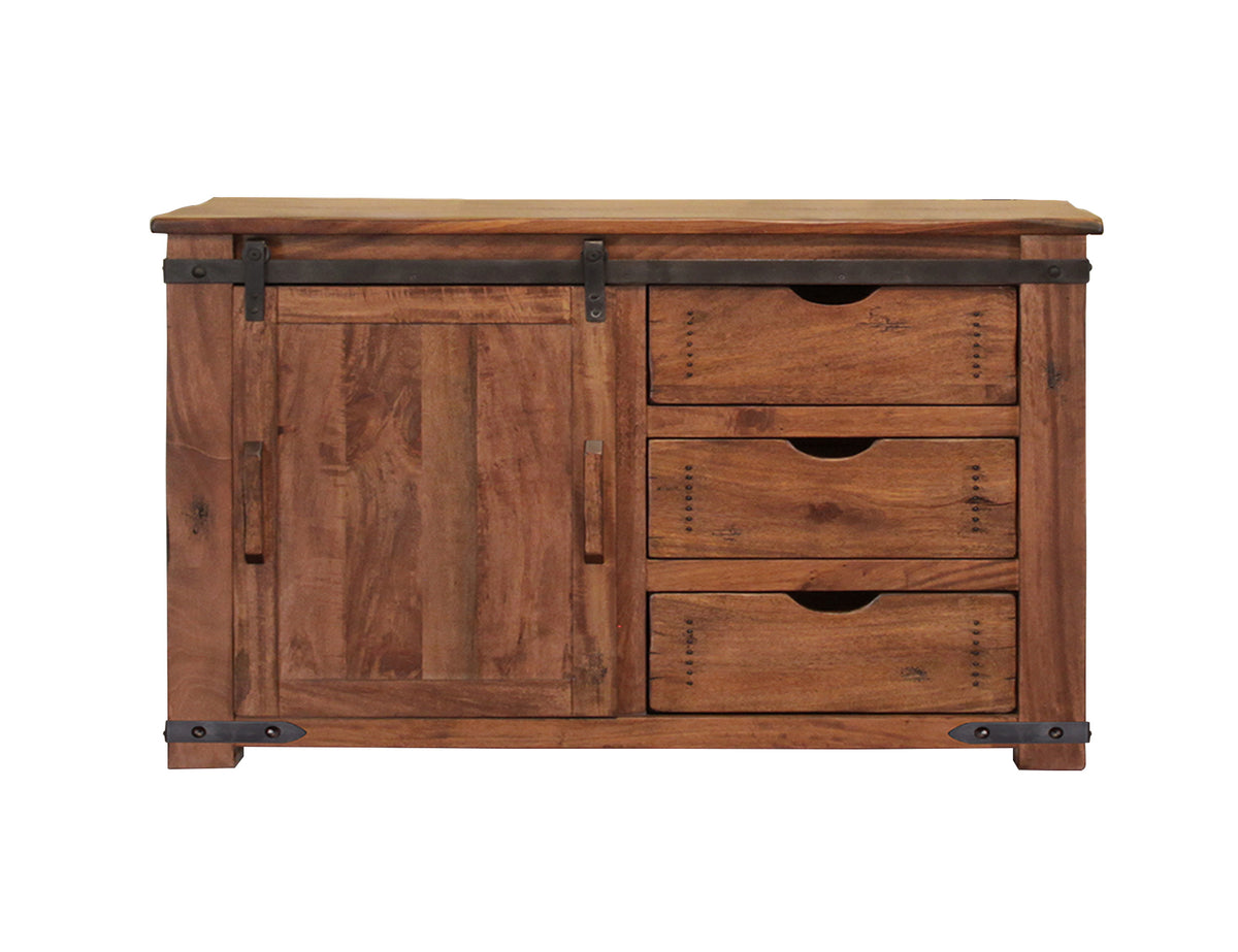 Parota TV Stand, Brown, 3 Drawer 1 Door 50"