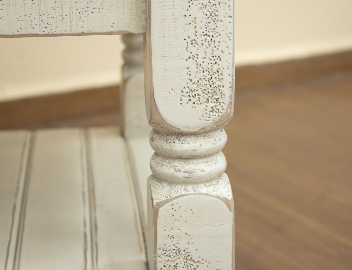 Stone Chairside Table, White, 1 Door