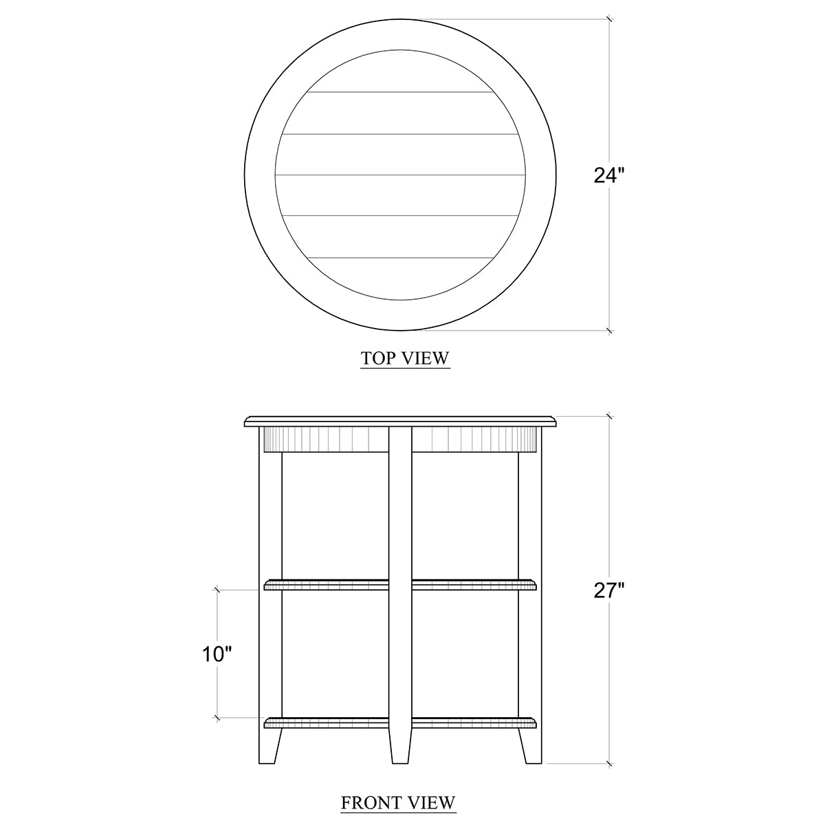 Luna Round 3 Tier Side Table in Straw Wash
