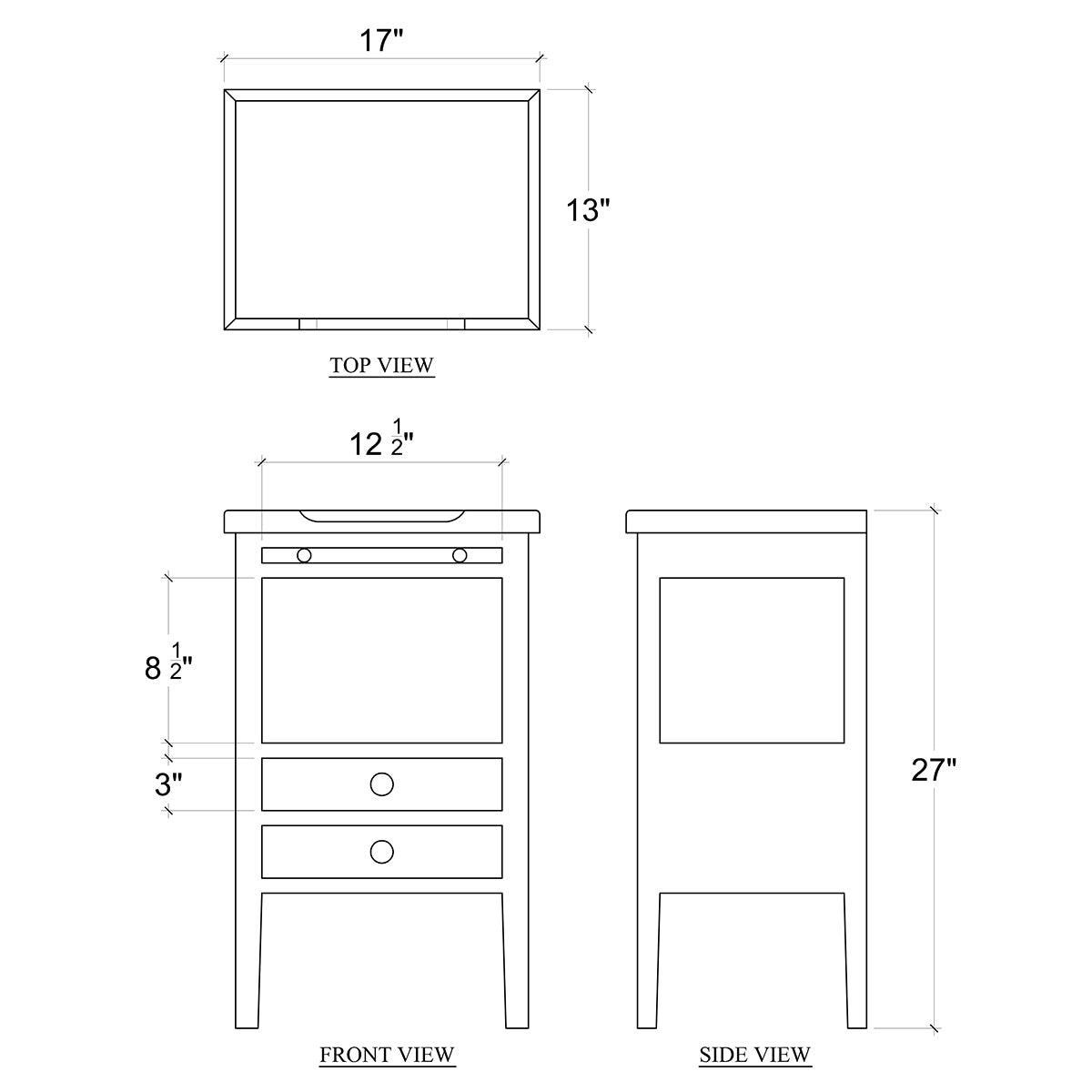 Eton 2 Drawer Side Table w/ Pull Out Shelf in Architectural White
