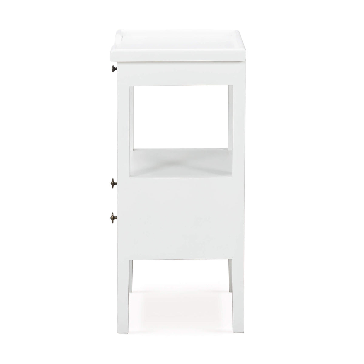 Eton 2 Drawer Side Table w/ Pull Out Shelf in Architectural White