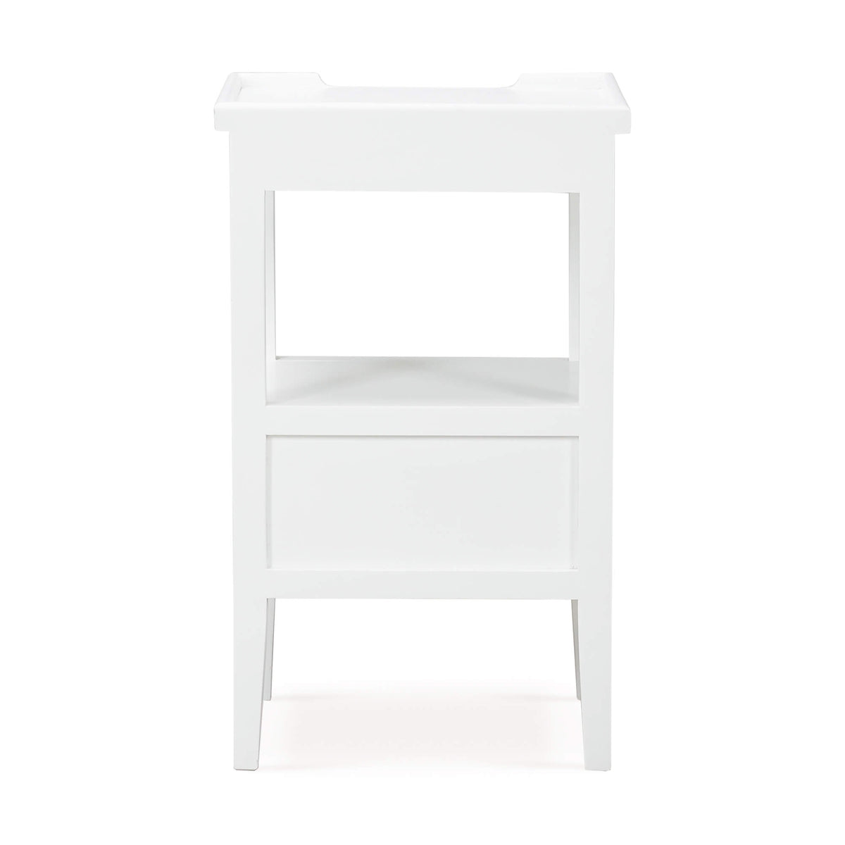 Eton 2 Drawer Side Table w/ Pull Out Shelf in Architectural White