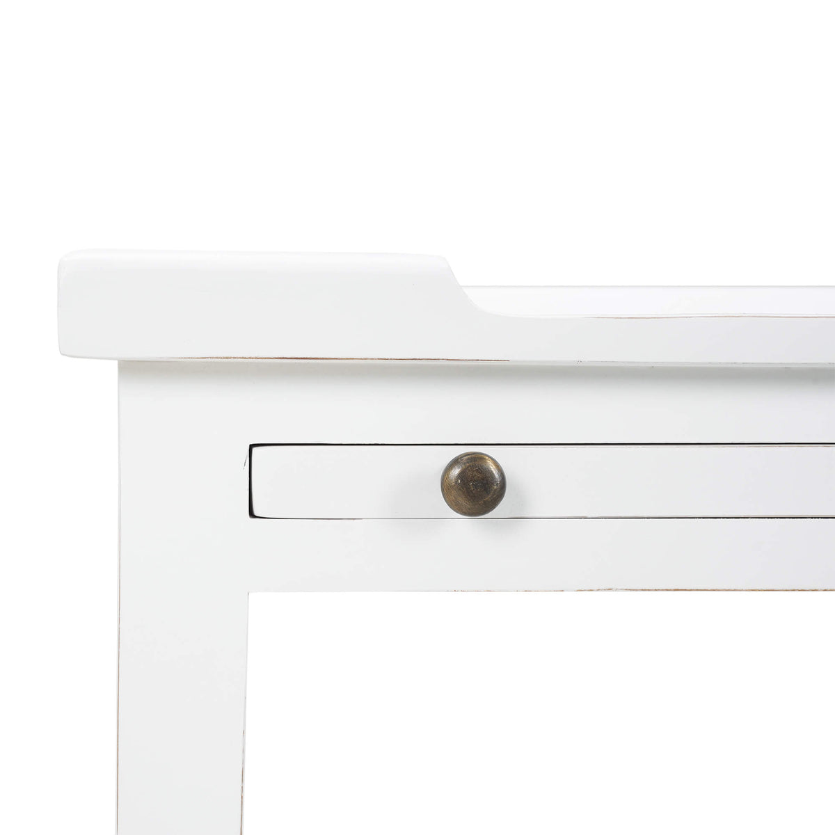 Eton 2 Drawer Side Table w/ Pull Out Shelf in Architectural White