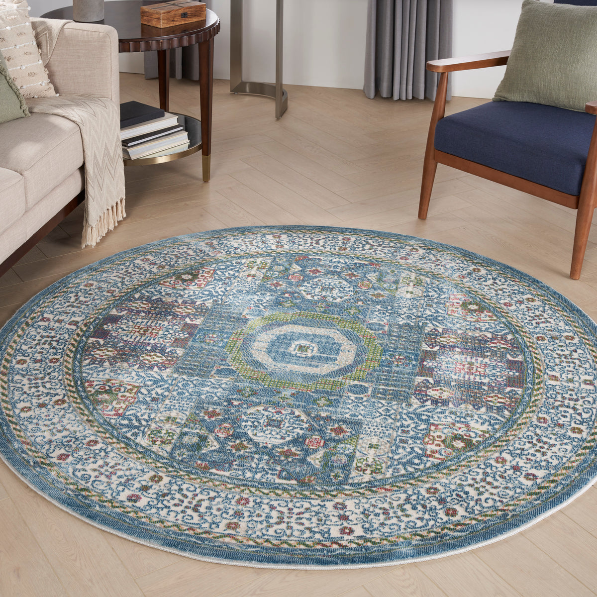 Ankara Global ANR17 Ivory Light Blue Rug