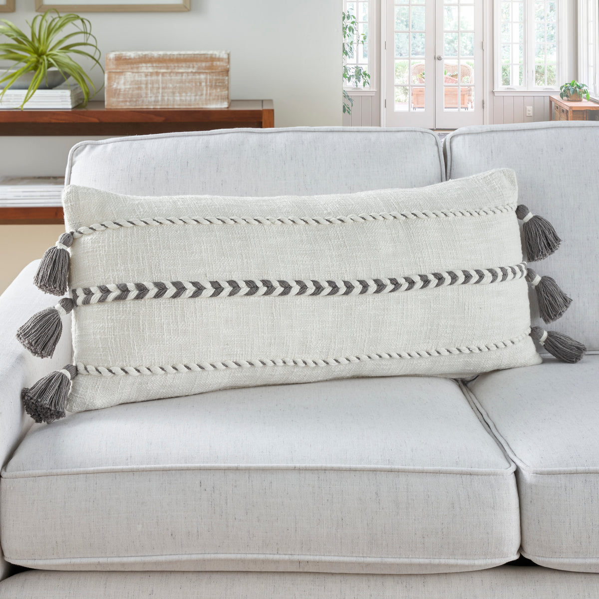 Lifestyle SH037 Grey 12" x 30" Throw Pillows
