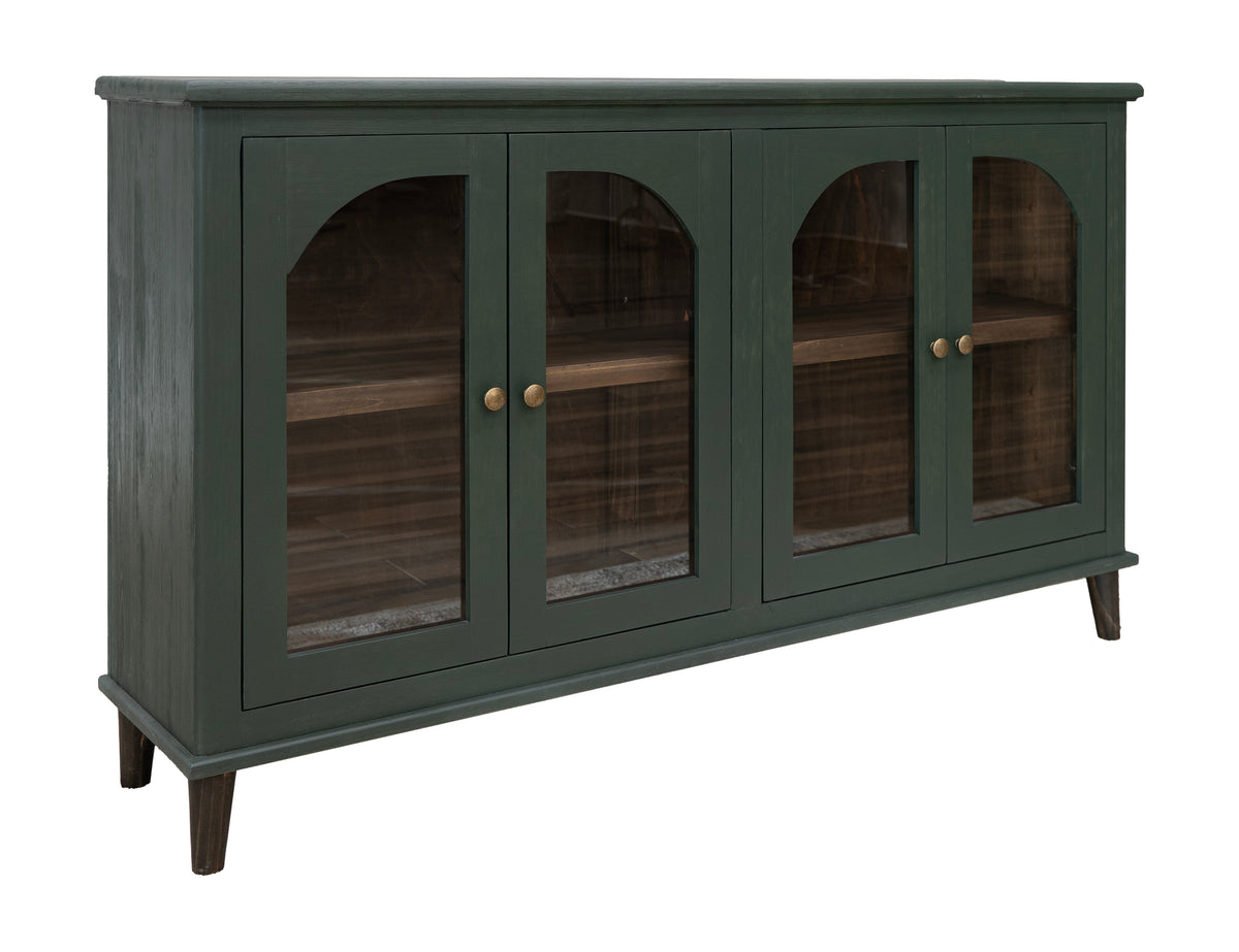 Genova Console, Green, 4 Glass Doors