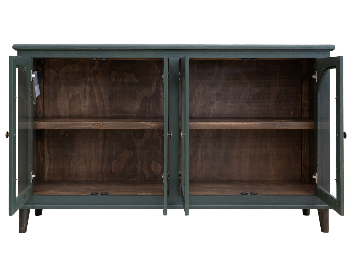 Genova Console, Green, 4 Glass Doors