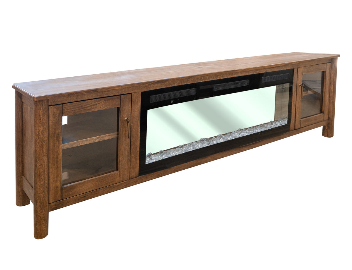 Olimpia TV Stand, Brown, 2 Door Fireplace