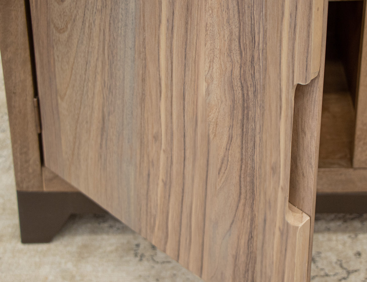 Natural Parota TV Stand, Brown, 2 Drawer 2 Door Fireplace