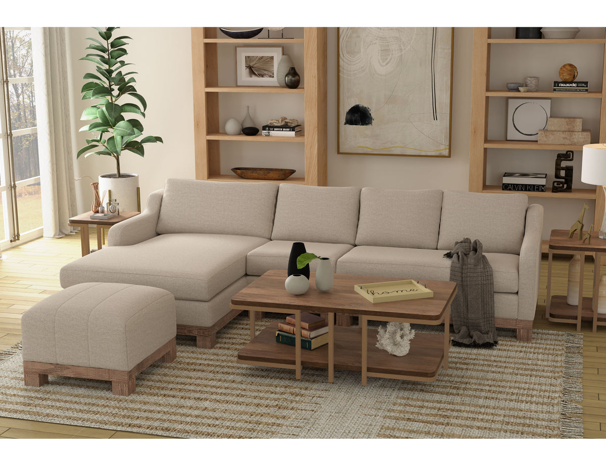 Samba Loveseat, Beige, Wooden Frame & Base, Sectional Right-Arm - IUP298-LOV-RT-161