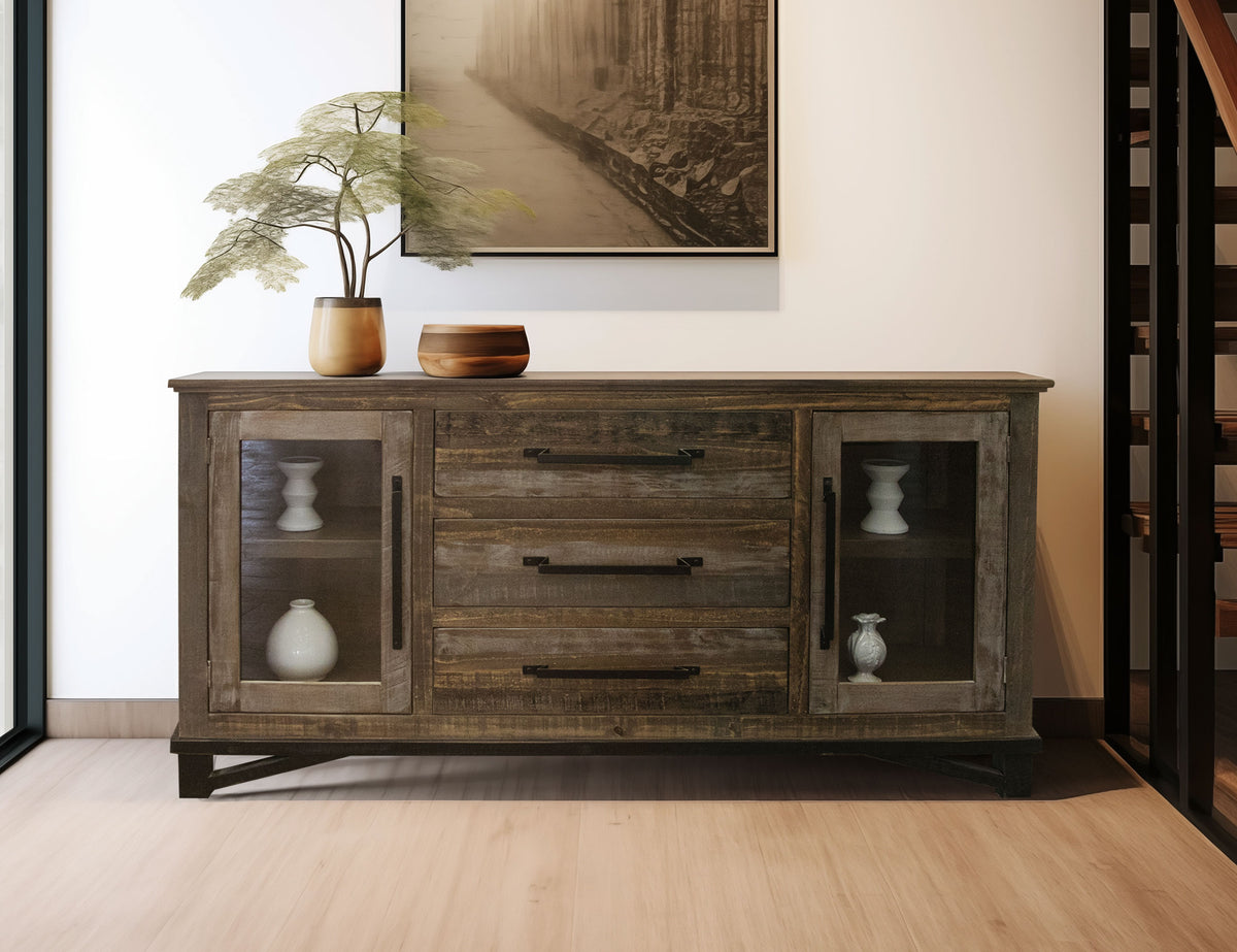 Loft Brown Buffet, Multicolor, 3 Drawer 2 Door
