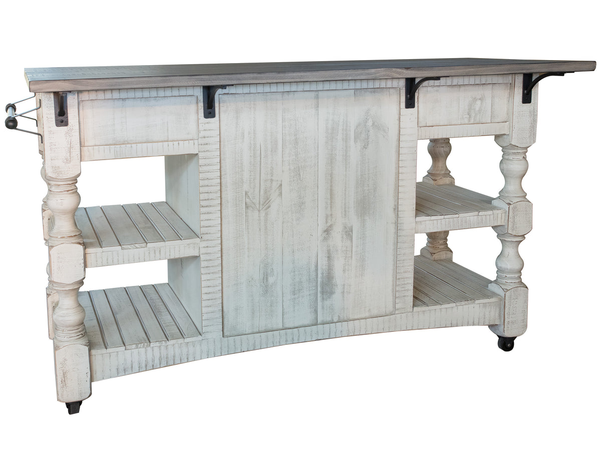 Stone Kitchen Island, White, 3 Drawer, 2 Doors Wood Island