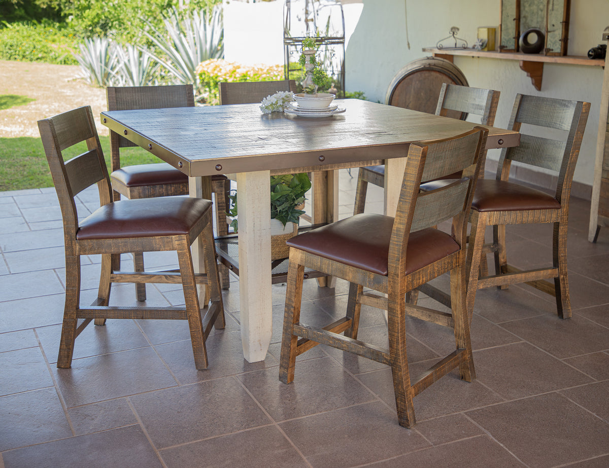Antique Multicolor Barstool, Green And Brown, 24"