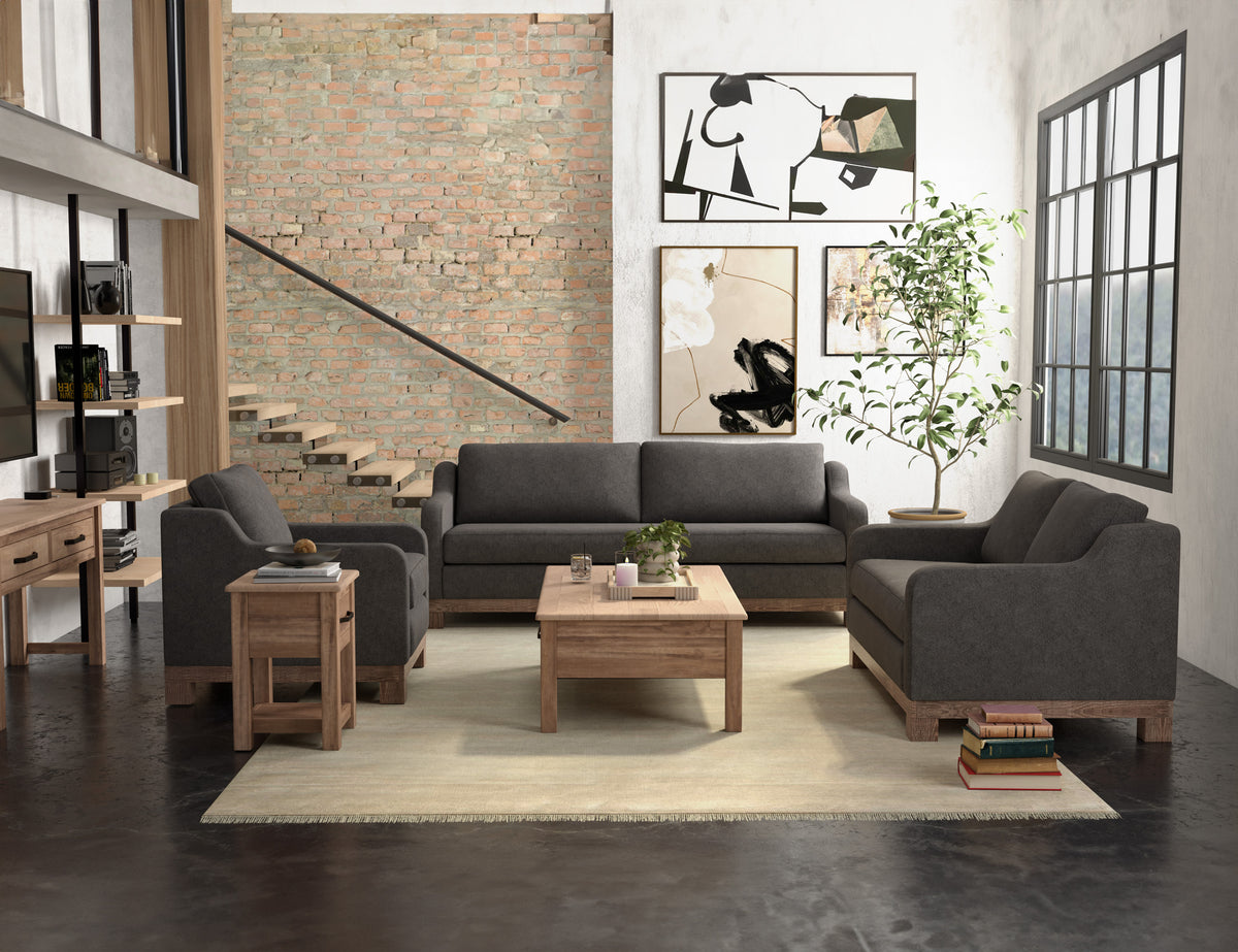 Samba Armchair, Gray, Wooden Frame & Base - IUP298-ACH-121