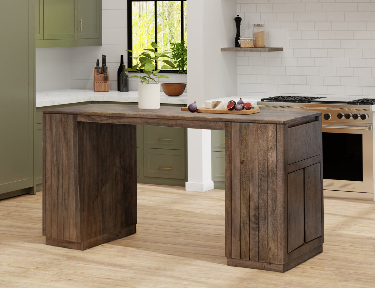 Mezquite Kitchen Island, Brown, 2 Drawer 4 Door