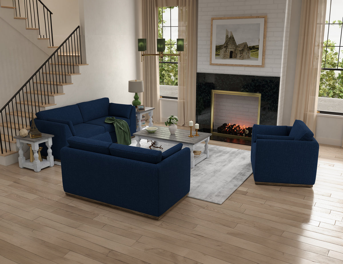 Vallarta Sofa, Blue, Wooden Frame & Base