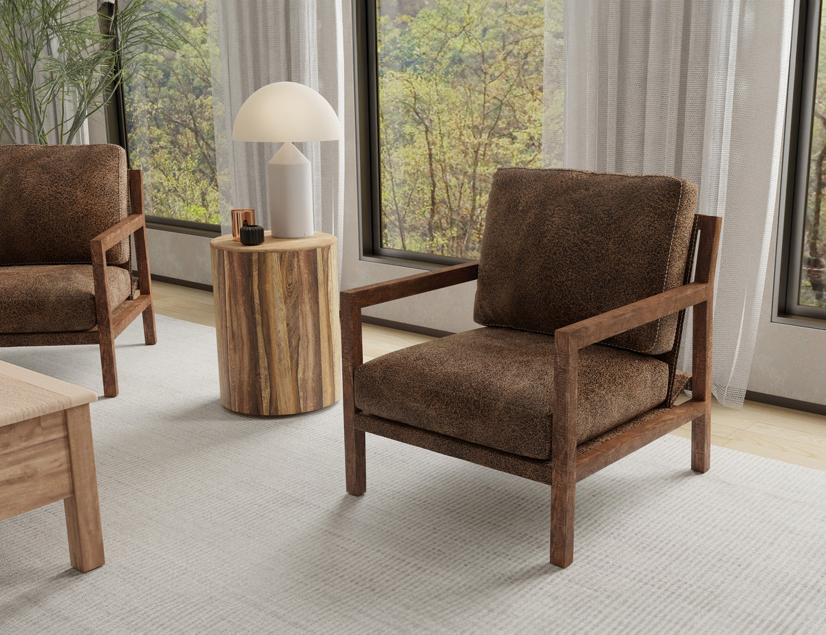 Milan Armchair, Brown, Wooden Frame - IUP401-ACH-212